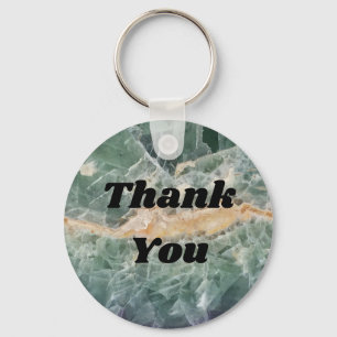 Thank You Green Fluorite Close-up Photo Gemstone Keychain