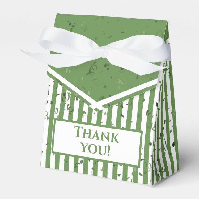 Thank You - Green/White Simple Stripes Pattern Favor Box (Front Side)