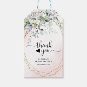 Thank You - Greenery Geometric Pink Blush Gift Tags