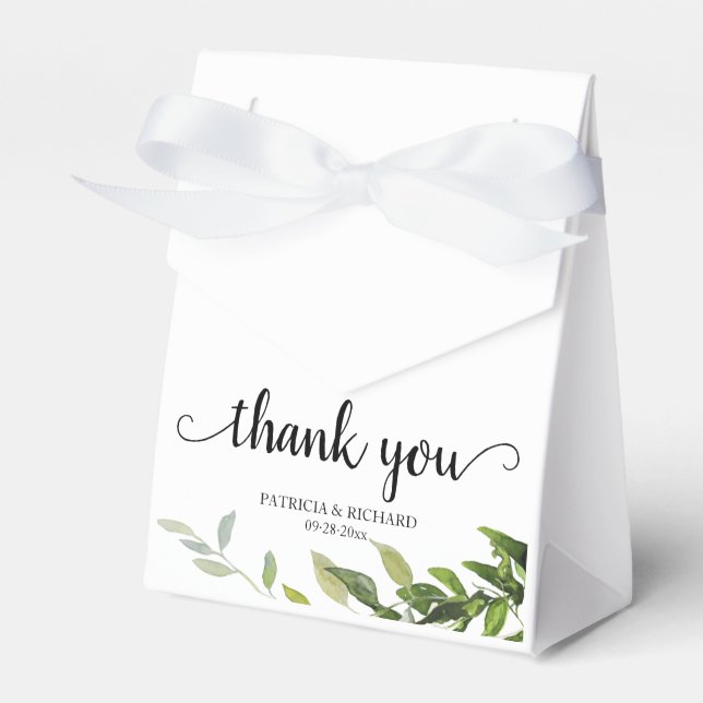 Thank You Greenery Wedding Favor Box (Front Side)