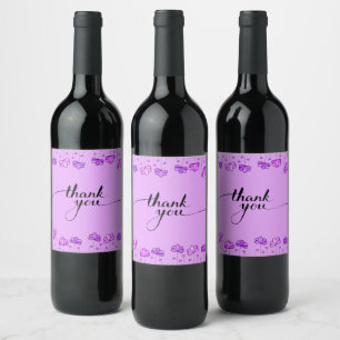 Thank You Greetings Gift Present Red White Rose Wine Label