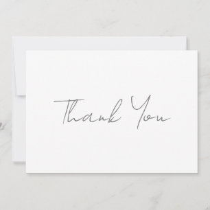 Thank You Grey Handwritten Classical Chic White Card