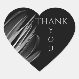 "Thank You" Grey Petal Design Heart Sticker