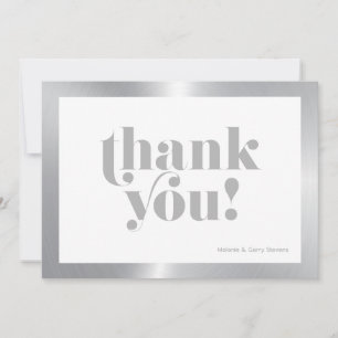 Thank you grey typography, silver and black card