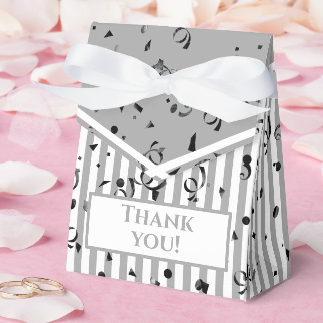 Thank You - Grey/White Simple Stripes Pattern Favor Box (Wedding)