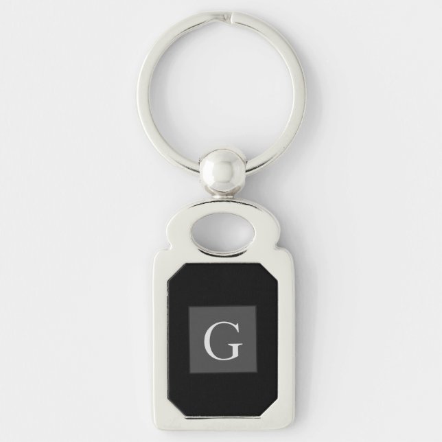 Thank You Groomsman Best Man Monogram Black Gift Keychain (Front)