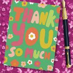 THANK YOU Groovy Daisies Colourful Bubble Letters  Postcard<br><div class="desc">Hand made card for you! Customize with your own text or change the colours. Check my shop for lots more colours and designs or let me know if you'd like something custom!</div>