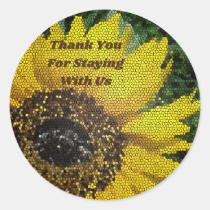 Thank You Guest Mosaic Sunflower Vacation Rental Classic Round Sticker