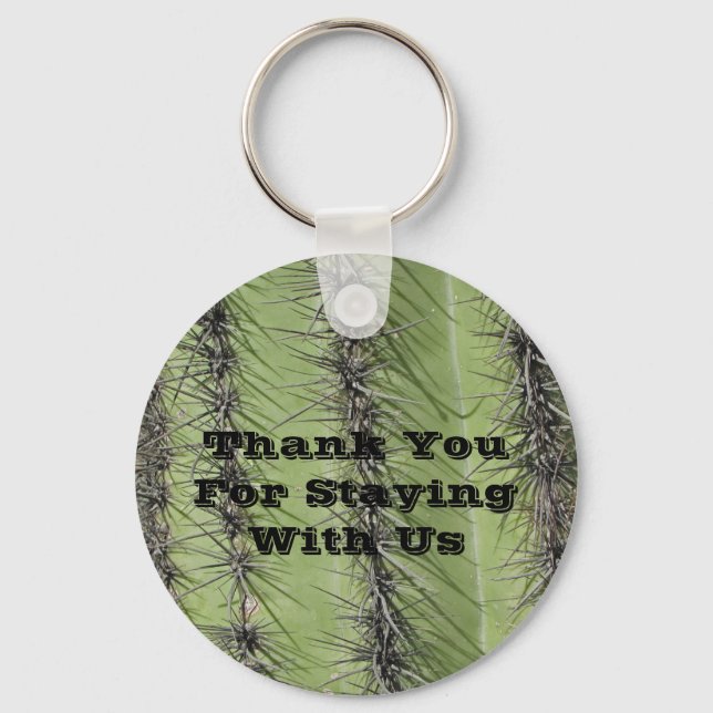 Thank You Guest Saguaro Cactus Southwest Vacation Keychain (Front)