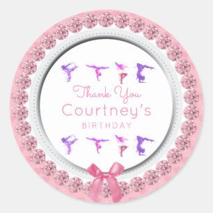 Thank You Gymnastics Birthday Party Favour Tumblin Classic Round Sticker