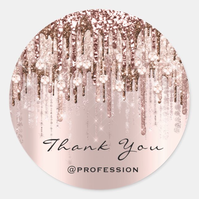 Thank You Hairdresser Makeup Rose Diamonds Classic Round Sticker (Front)