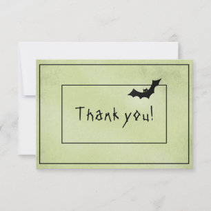 Thank You Halloween Black Bat Green Grunge Texture Card