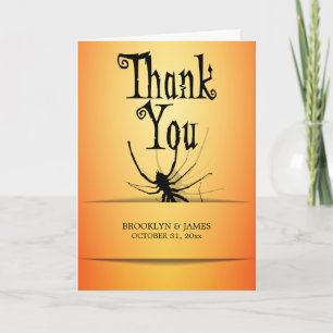 Thank You Halloween Cards With Orange Spider
