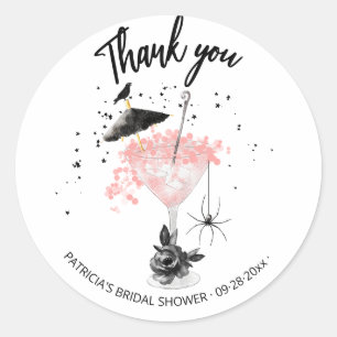 Thank You Halloween Cocktail Bridal Shower Classic Round Sticker