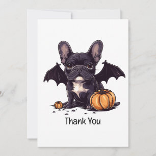 Thank You Halloween French Bulldog Bat Pumpkins Card