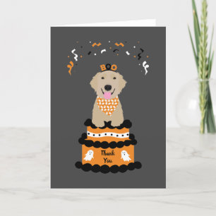 Thank You Halloween Golden Retriever Spooky Ghost Card