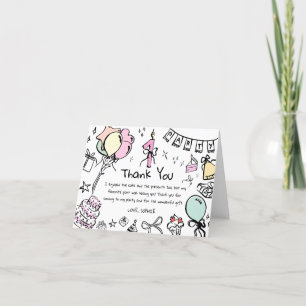 Thank You Hand Drawn Birthday Card