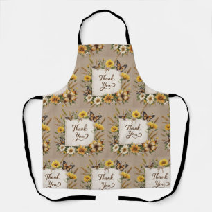 Thank you Hand drawn wildflowers, wheat stalks Apron