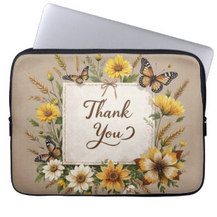 Thank you Hand drawn wildflowers, wheat stalks Laptop Sleeve