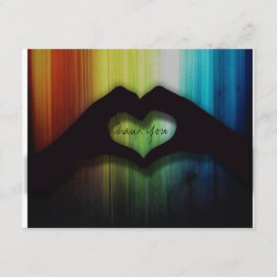 Thank you Hand Hearts With Rainbow Wood Card