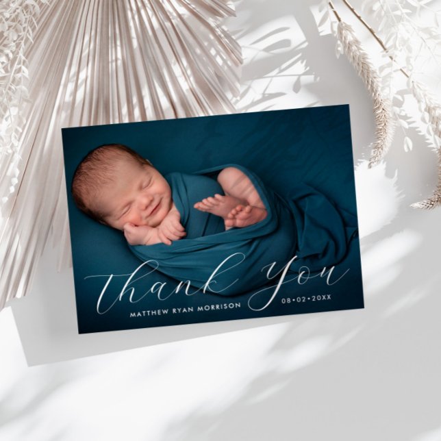 THANK YOU | hand lettering baby announcement Postc Postcard (Creator Uploaded)