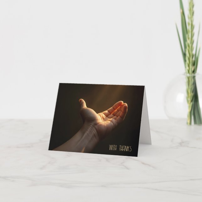 Thank You Hand Reaching Out In Sunshine (Front)