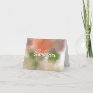 Thank You Hand Script Abstract Roses Flowers Chic Card