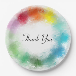 Thank You Hand Script Colourful Template Modern Paper Plate