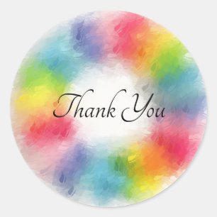 Thank You Hand Script Colourful Template Pink Red Classic Round Sticker