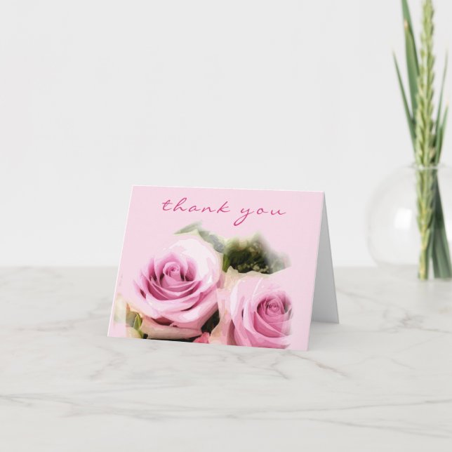 Thank You Hand Script Elegant Watercolor Roses (Front)