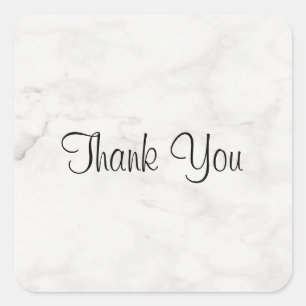 Thank You Hand Script Text Template Marble Elegant Square Sticker