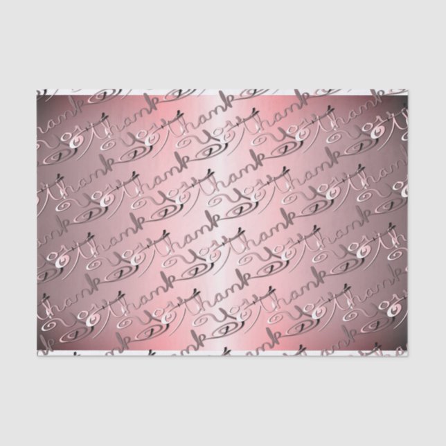 "Thank you" Hand-written Silvery Rose Font Tissue Paper (Front)