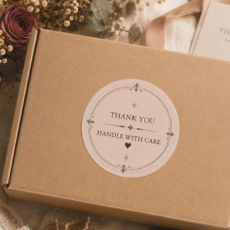 Thank You Handle With Care Small Business Packagin Classic Round Sticker