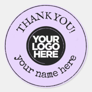 Thank You Handmade Minimalist Business Logo Purple Classic Round Sticker