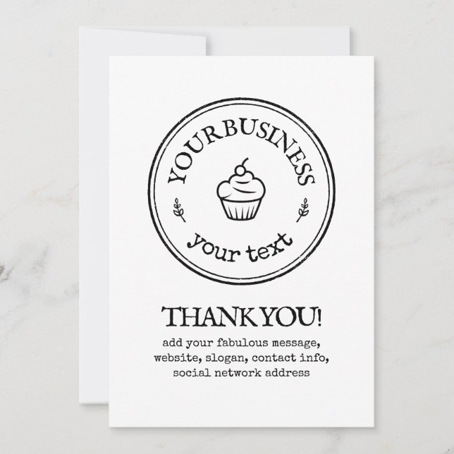 Thank you handmade sweet bakery business logo cute invitation (Front)