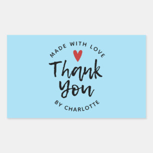 Thank You Handmade With Love Blue Sticker