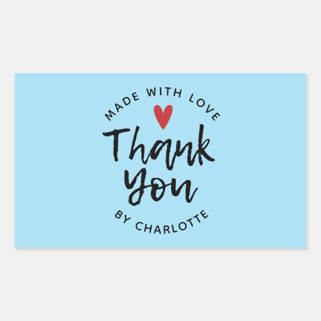 Thank You Handmade With Love Blue Sticker (Front)