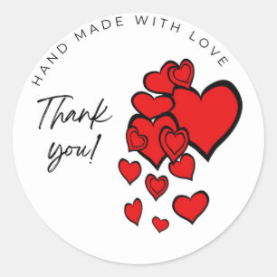  Thank You Handmade With Love Heart Cluster  Classic Round Sticker