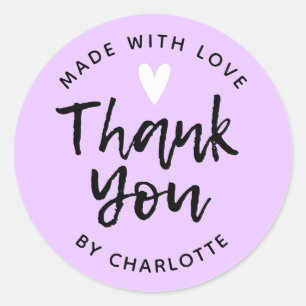 Thank You Handmade With Love purple Classic Round  Sticker