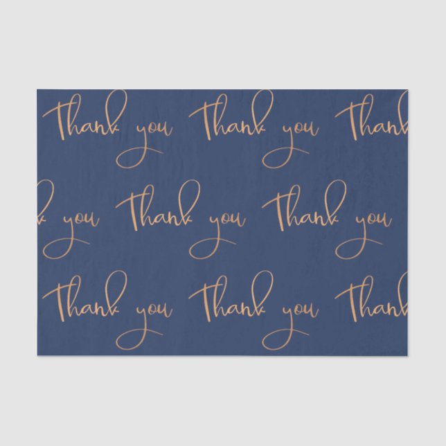 Thank You Handwritten Script Copper Gold Tissue Paper (Front)