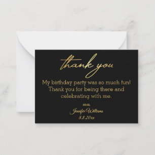 thank you happy birthday black golden minimal card