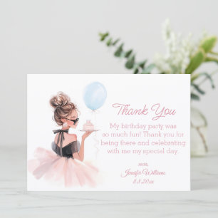 thank you happy birthday pink dress modern card