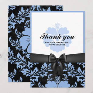 Thank you happy holiday blue floral invitation