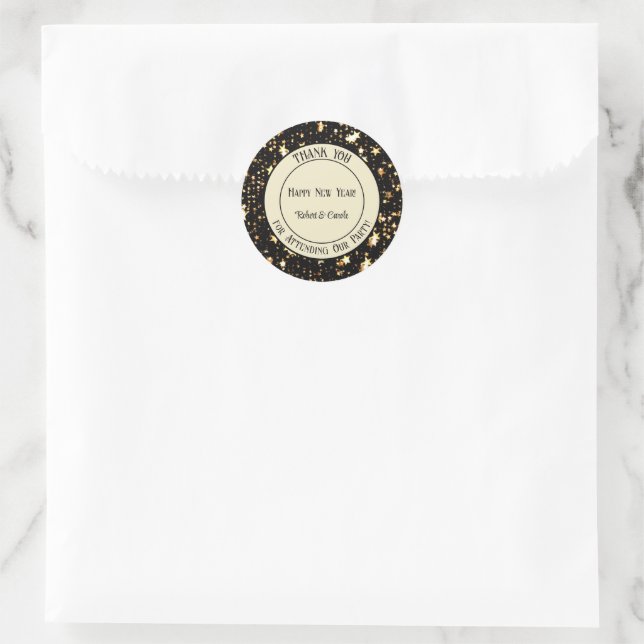 Thank you, Happy New Year, 1.5-in Favour Bag, Envy Classic Round Sticker (Bag)
