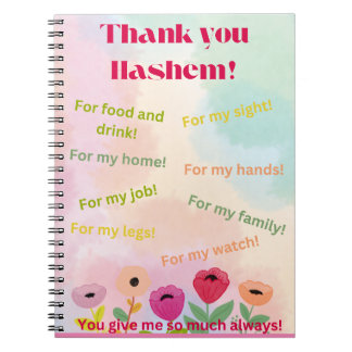 Thank You Hashem, spiral gratitude notebook