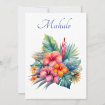 Thank you Hawaiian card (Mahalo means thank you)