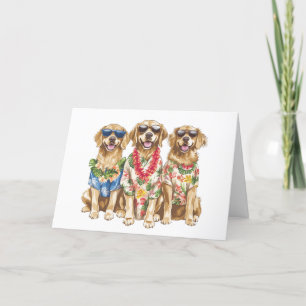 Thank You Hawaiian Golden Retriever Dogs Card
