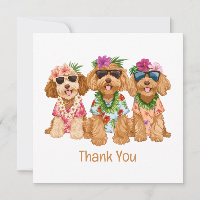 Thank You Hawaiian Goldendoodle Dogs Flower Lei (Front)