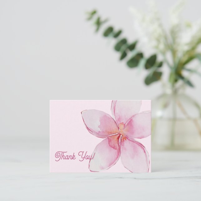 Thank You  | Hawaiian Watercolor Plumeria Flower Card (Standing Front)