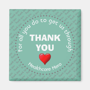 THANK YOU Healthcare Hero Customizable AQUA Magnet